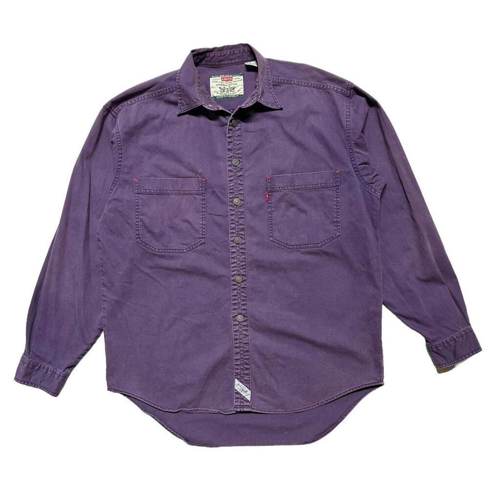 Levi’s Jeans Vintage 90s Purple Cotton Denim Button Front Long Sleeve Shirt Med